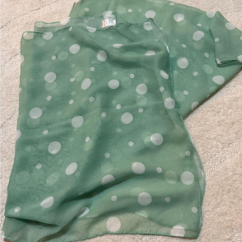 Green Sheer Polka Dot Scarf
